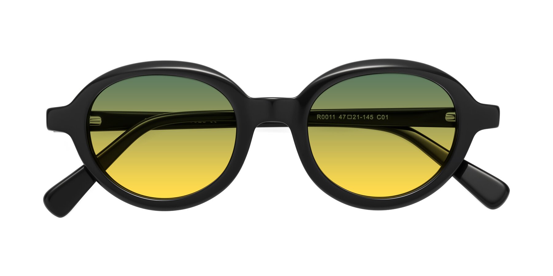 Folded Front of Seed in Black with Green / Yellow Gradient Lenses