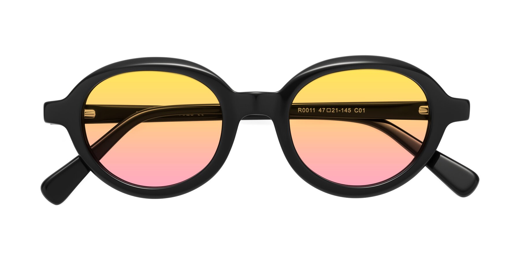 Folded Front of Seed in Black with Yellow / Pink Gradient Lenses