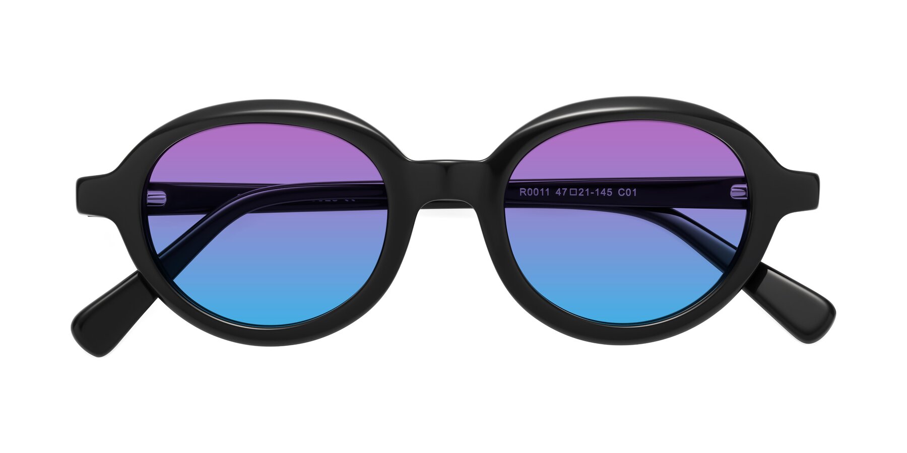 Folded Front of Seed in Black with Purple / Blue Gradient Lenses