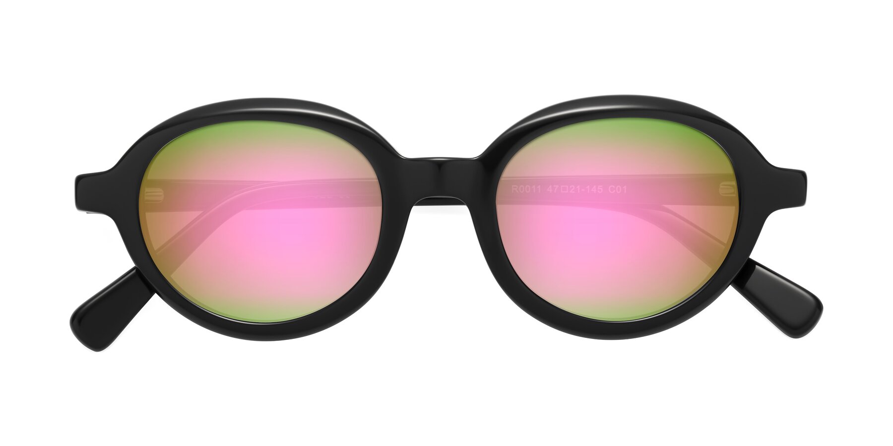 Folded Front of Seed in Black with Pink Mirrored Lenses