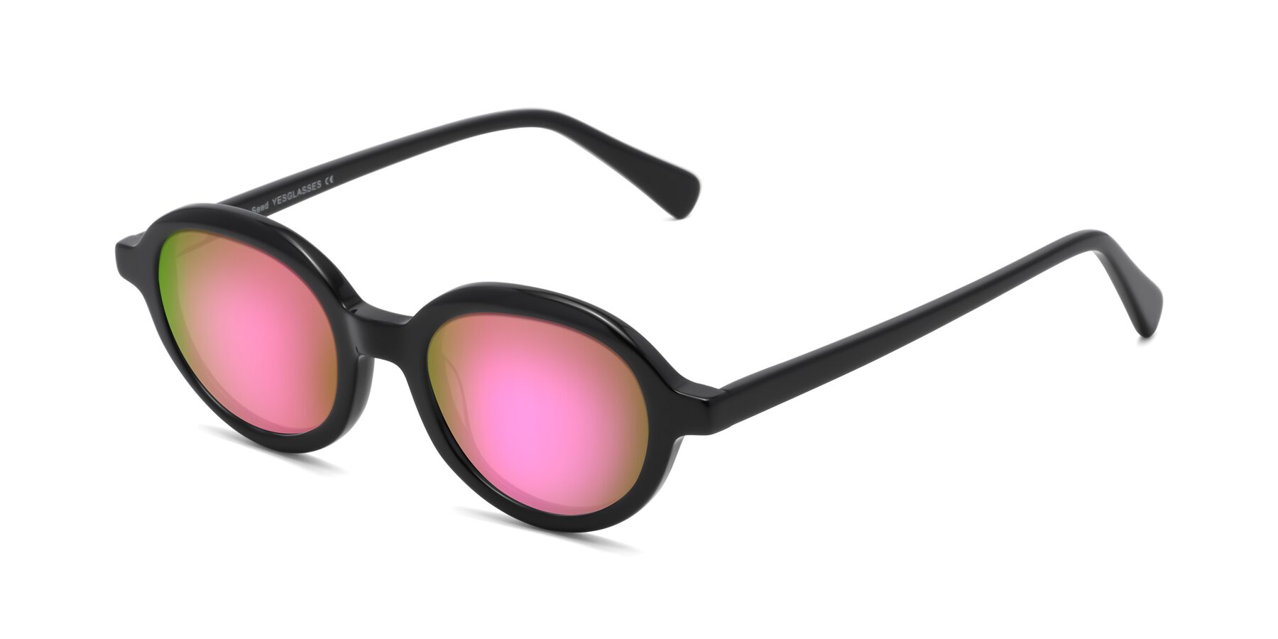 Angle of Seed in Black with Pink Mirrored Lenses