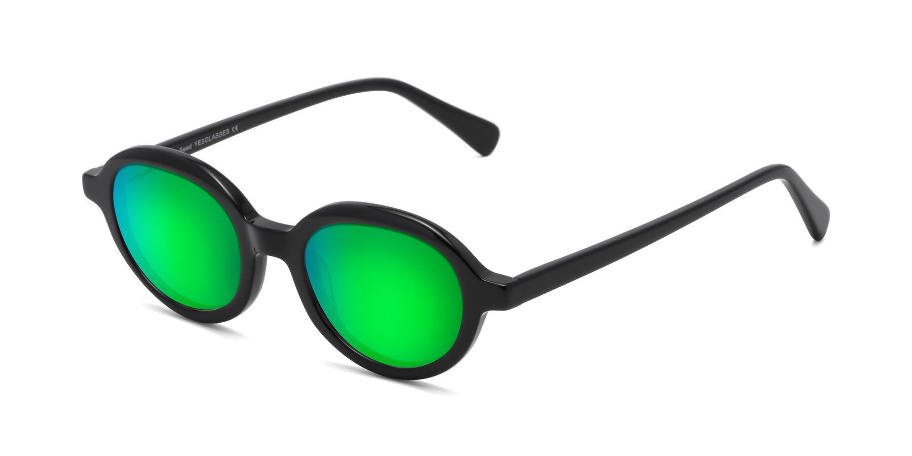 Angle of Seed in Black with Green Mirrored Lenses