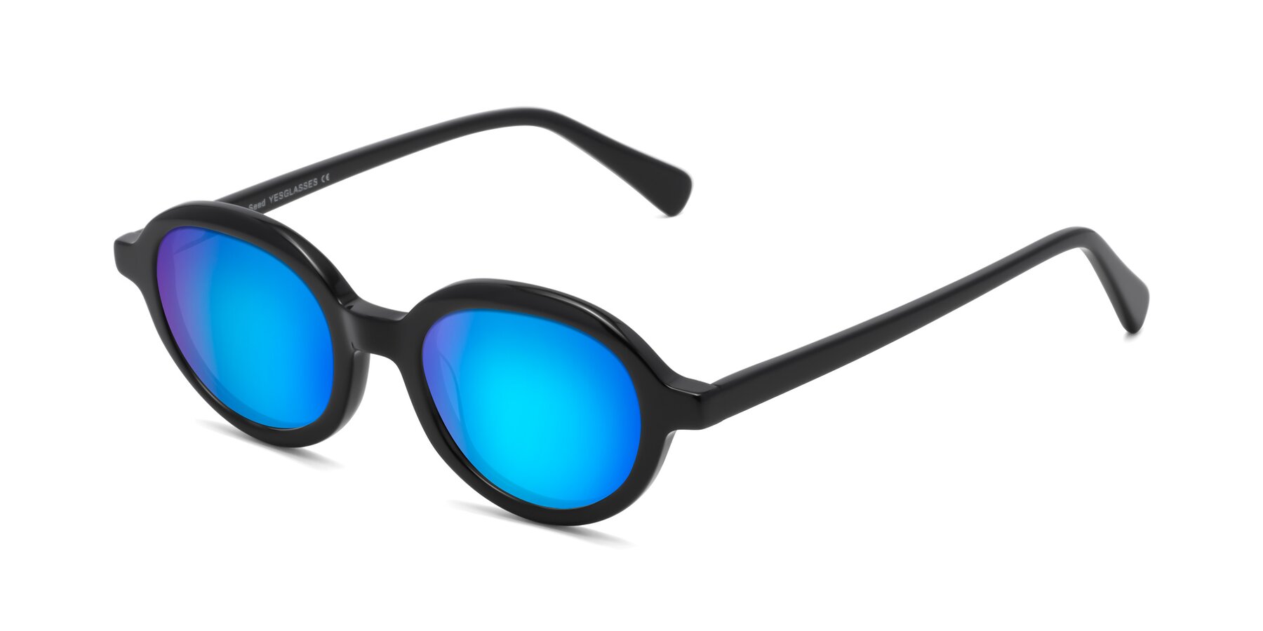 Angle of Seed in Black with Blue Mirrored Lenses