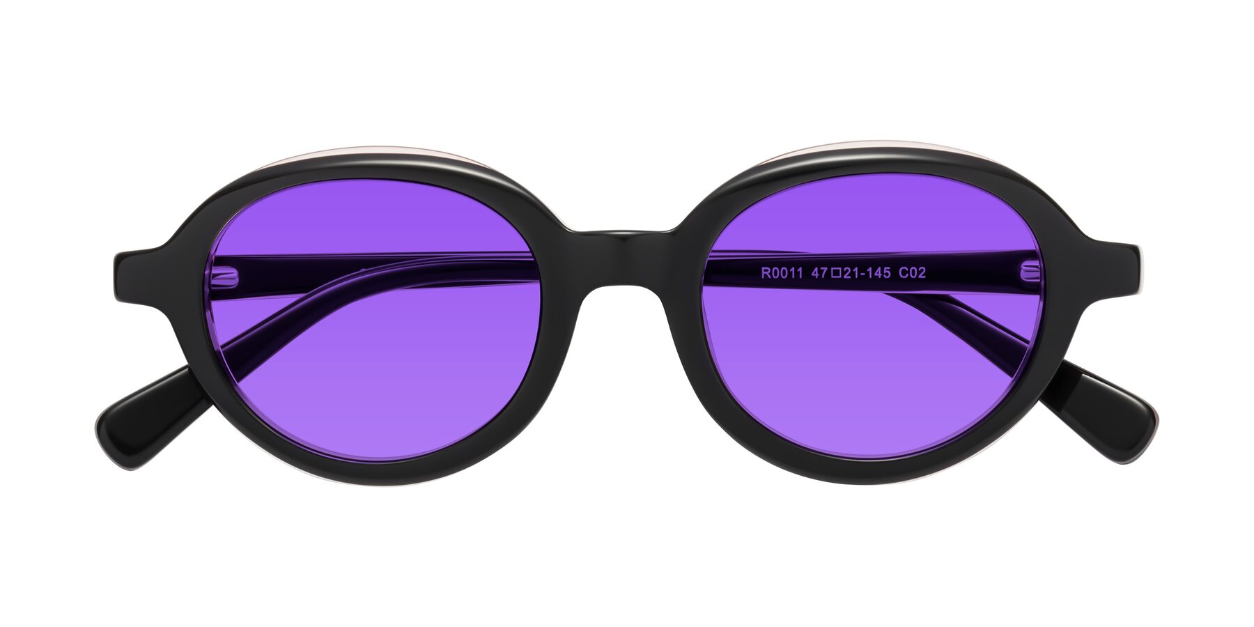 Folded Front of Seed in Black-Light Pink with Purple Tinted Lenses