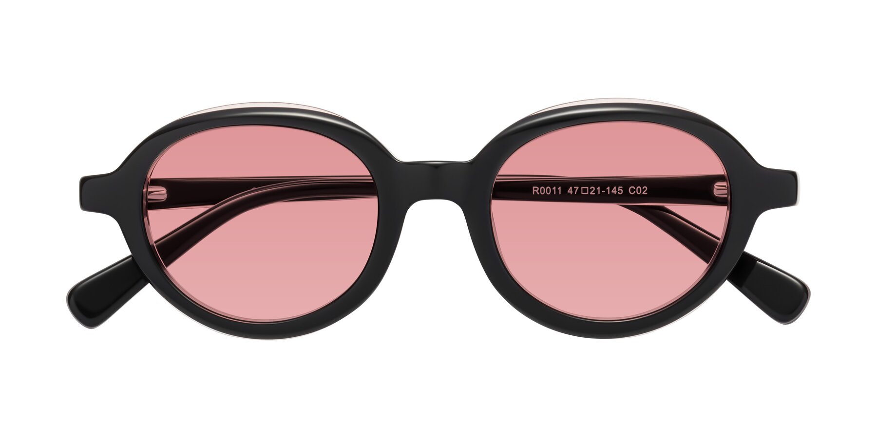 Folded Front of Seed in Black-Light Pink with Medium Garnet Tinted Lenses