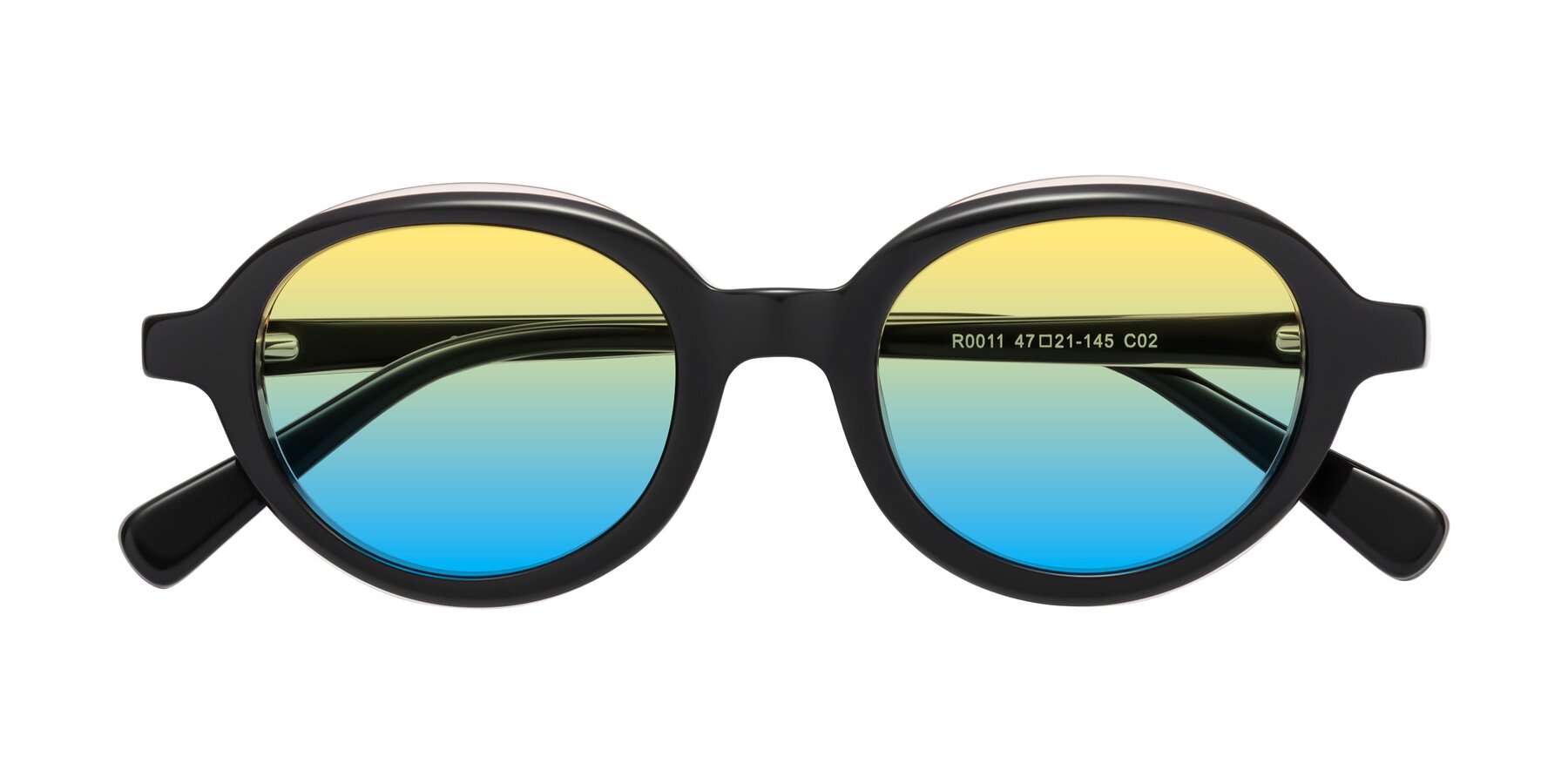 Folded Front of Seed in Black-Light Pink with Yellow / Blue Gradient Lenses