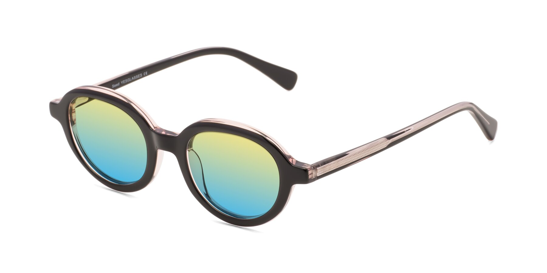 Angle of Seed in Black-Light Pink with Yellow / Blue Gradient Lenses