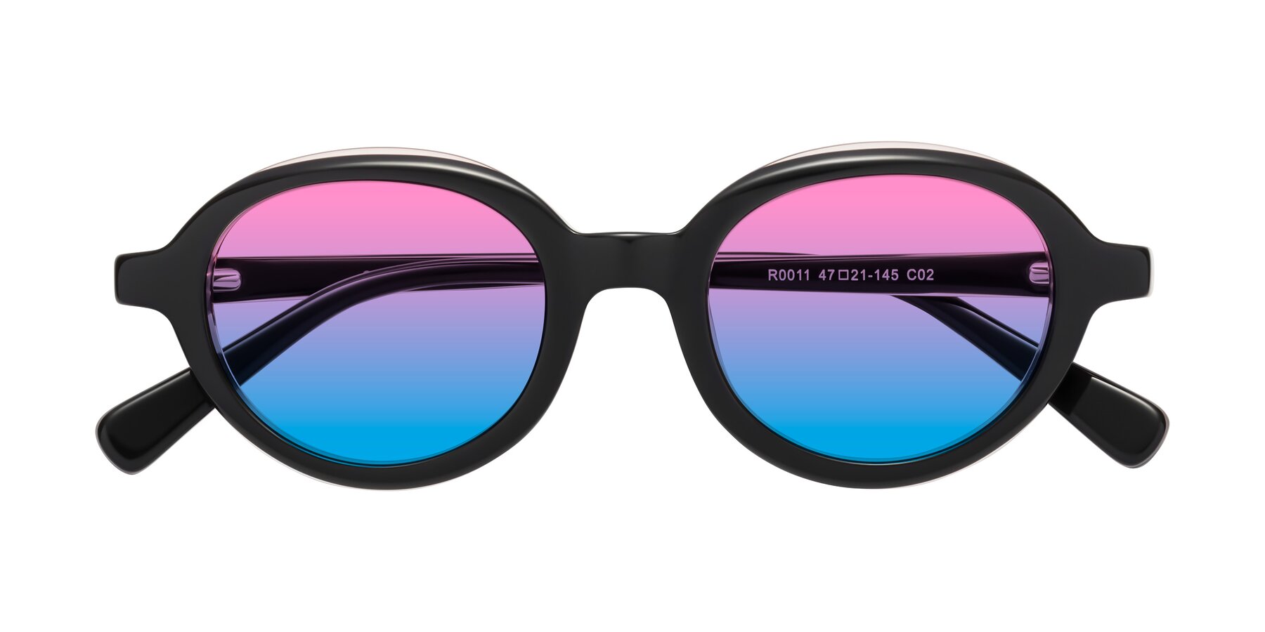 Folded Front of Seed in Black-Light Pink with Pink / Blue Gradient Lenses