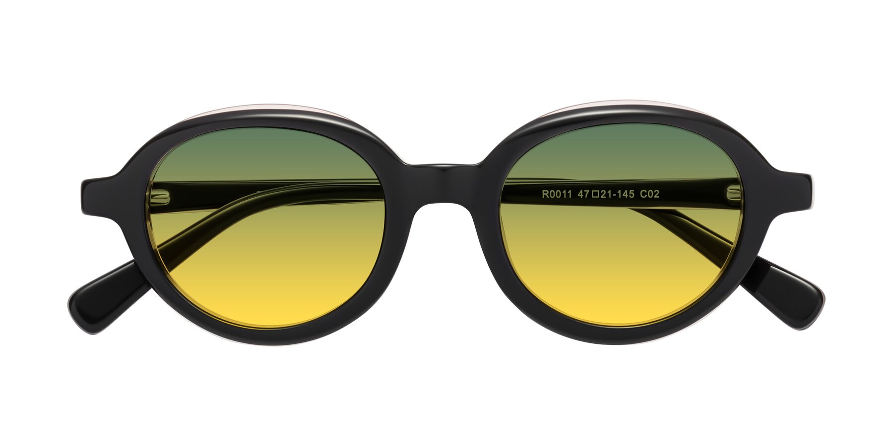 Folded Front of Seed in Black-Light Pink with Green / Yellow Gradient Lenses