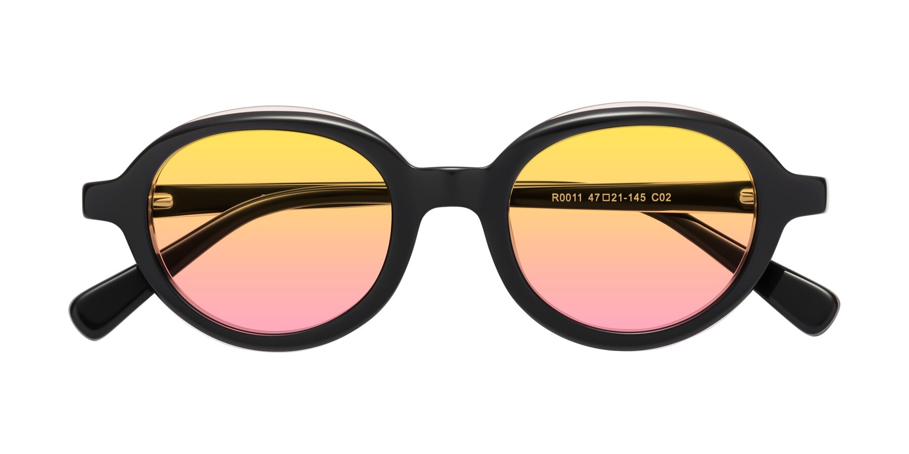 Folded Front of Seed in Black-Light Pink with Yellow / Pink Gradient Lenses