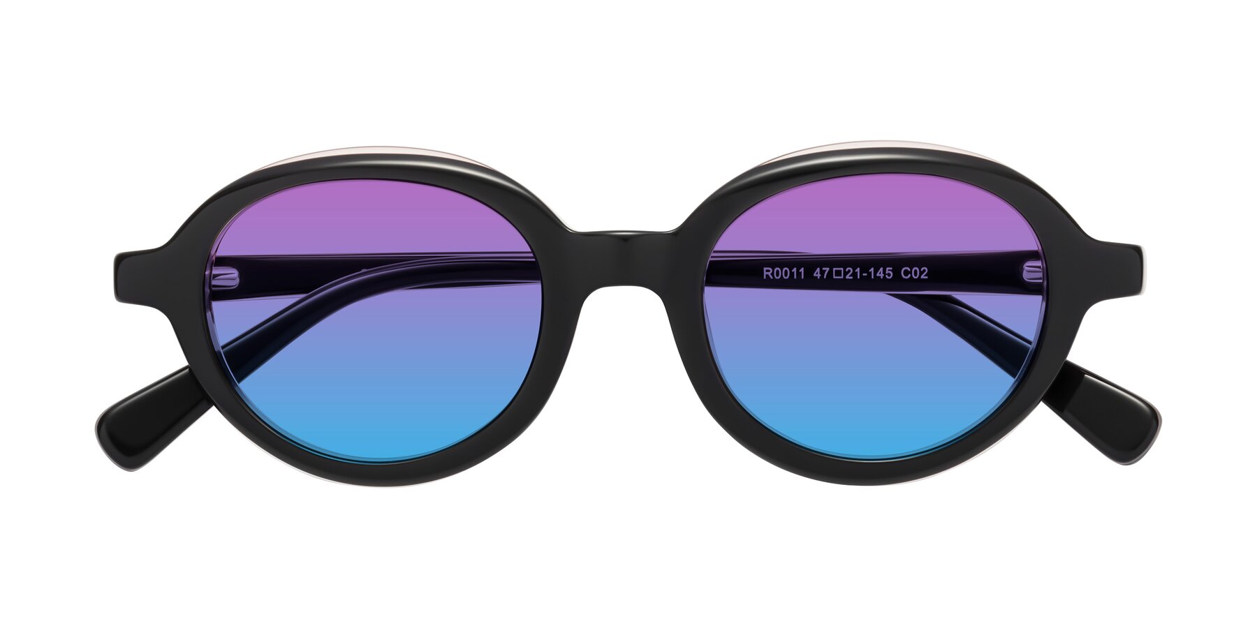 Folded Front of Seed in Black-Light Pink with Purple / Blue Gradient Lenses