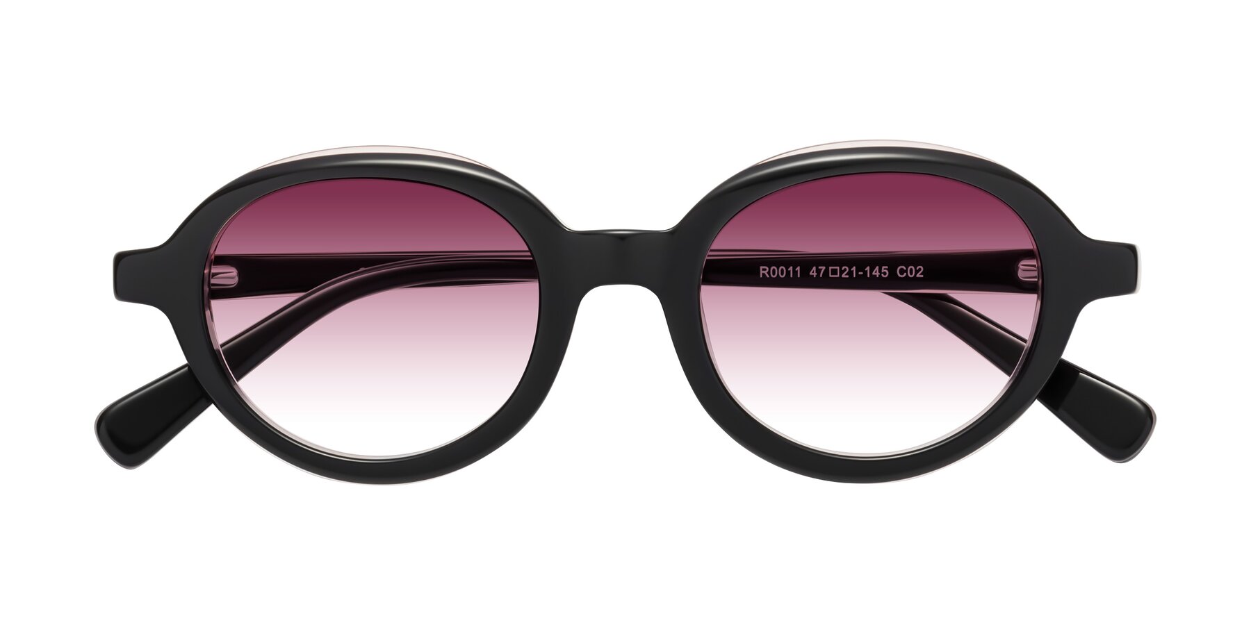 Folded Front of Seed in Black-Light Pink with Wine Gradient Lenses