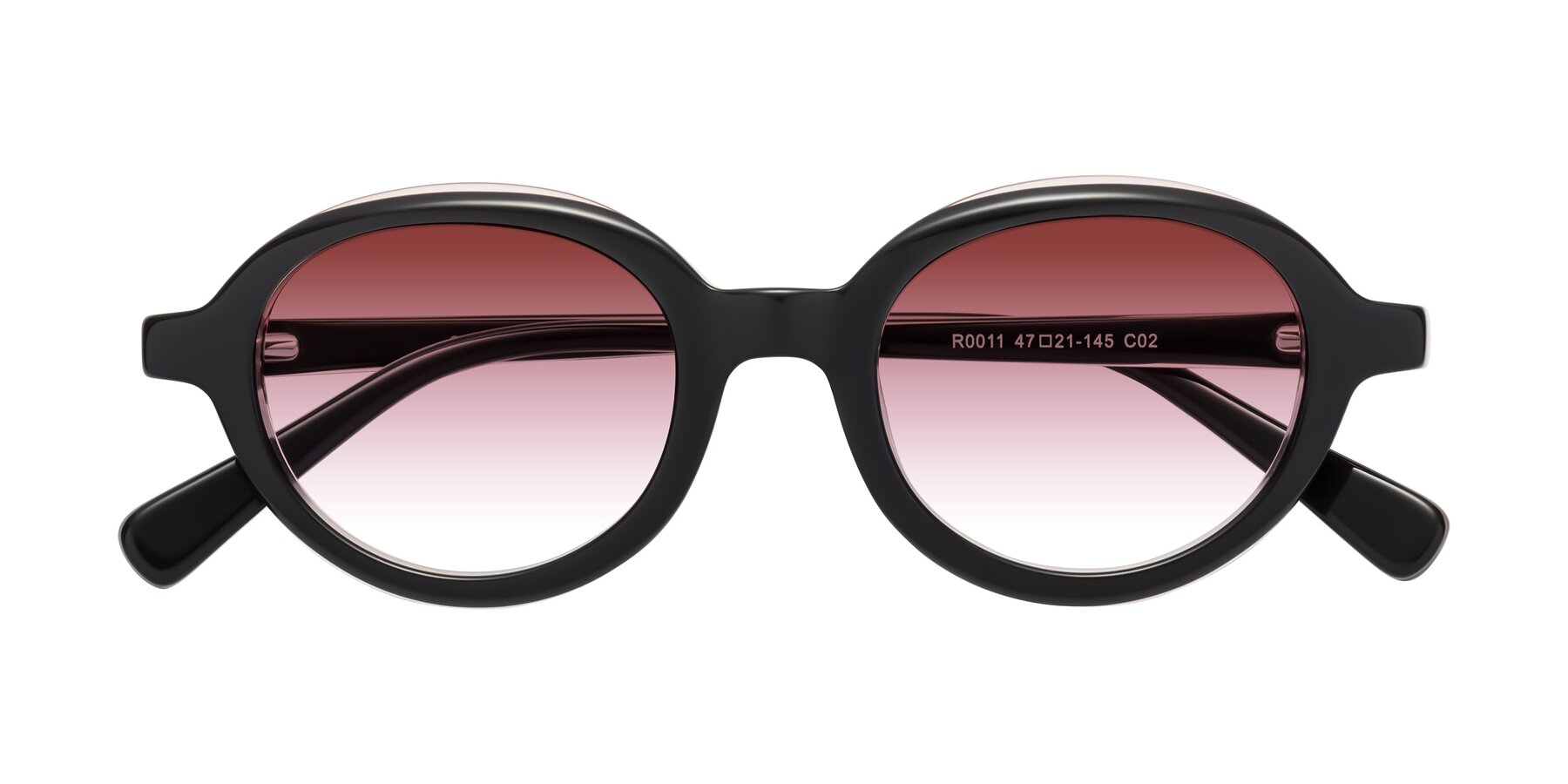 Folded Front of Seed in Black-Light Pink with Garnet Gradient Lenses