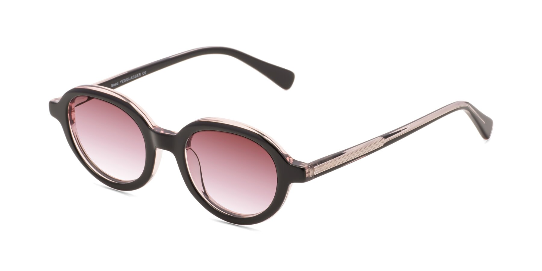 Angle of Seed in Black-Light Pink with Garnet Gradient Lenses