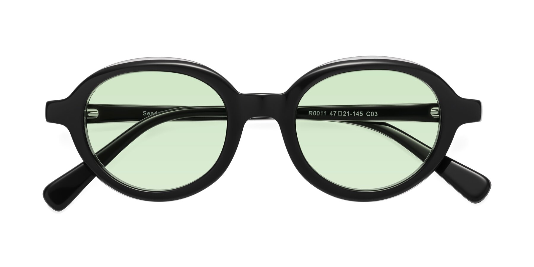 Folded Front of Seed in Black-Clear with Light Green Tinted Lenses