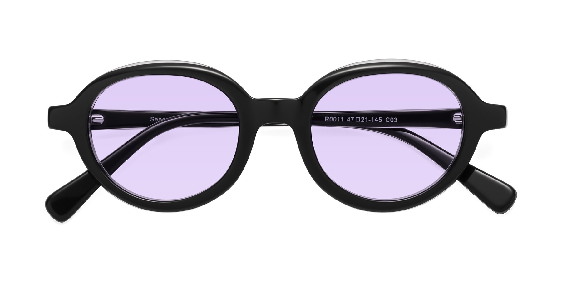 Folded Front of Seed in Black-Clear with Light Purple Tinted Lenses