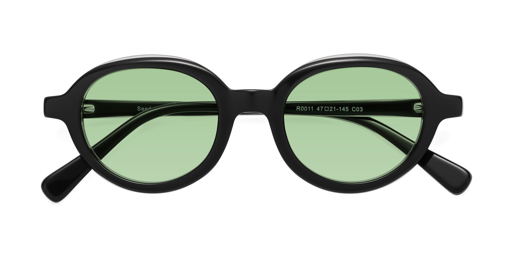 Folded Front of Seed in Black-Clear with Medium Green Tinted Lenses