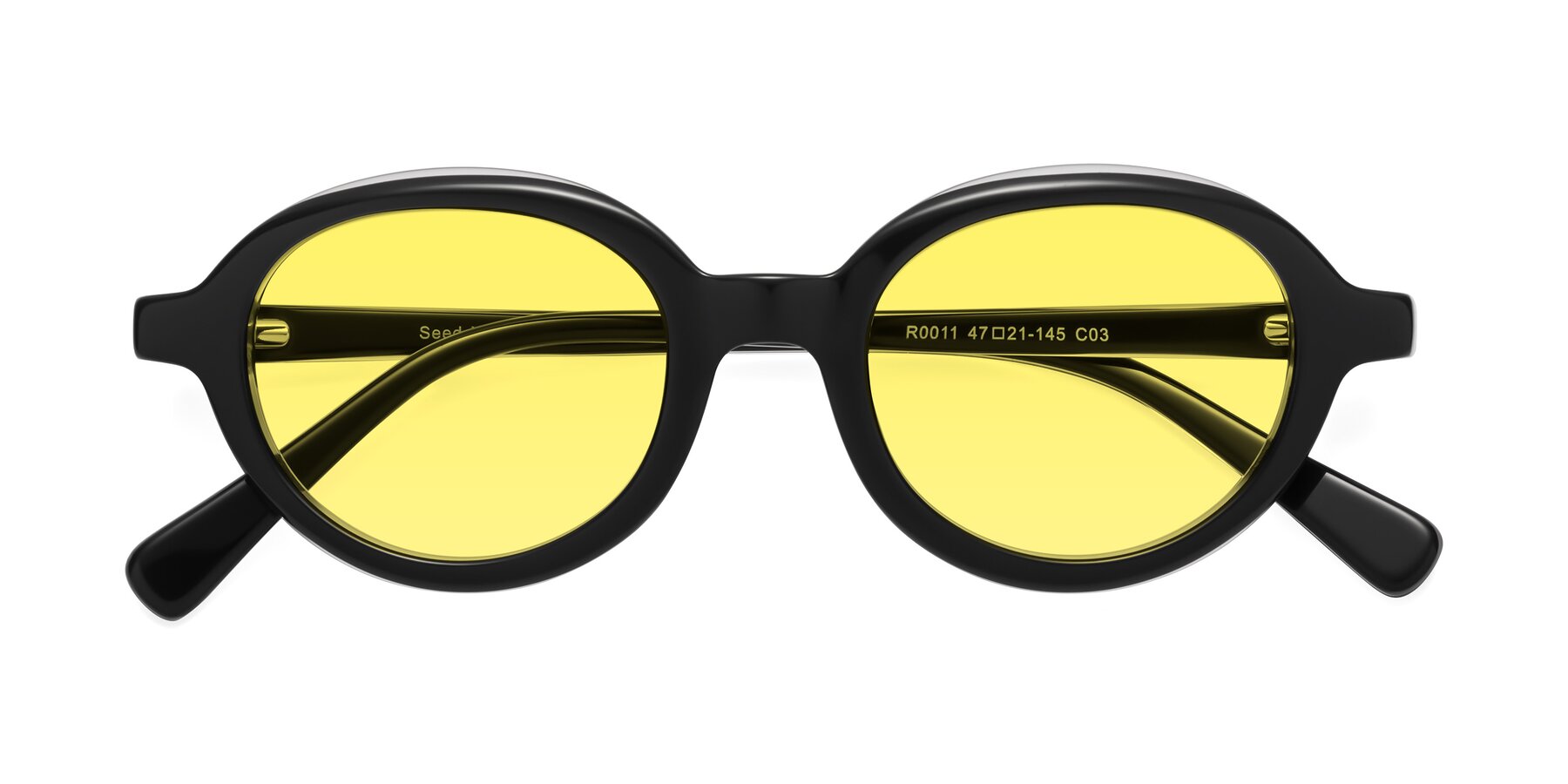 Folded Front of Seed in Black-Clear with Medium Yellow Tinted Lenses