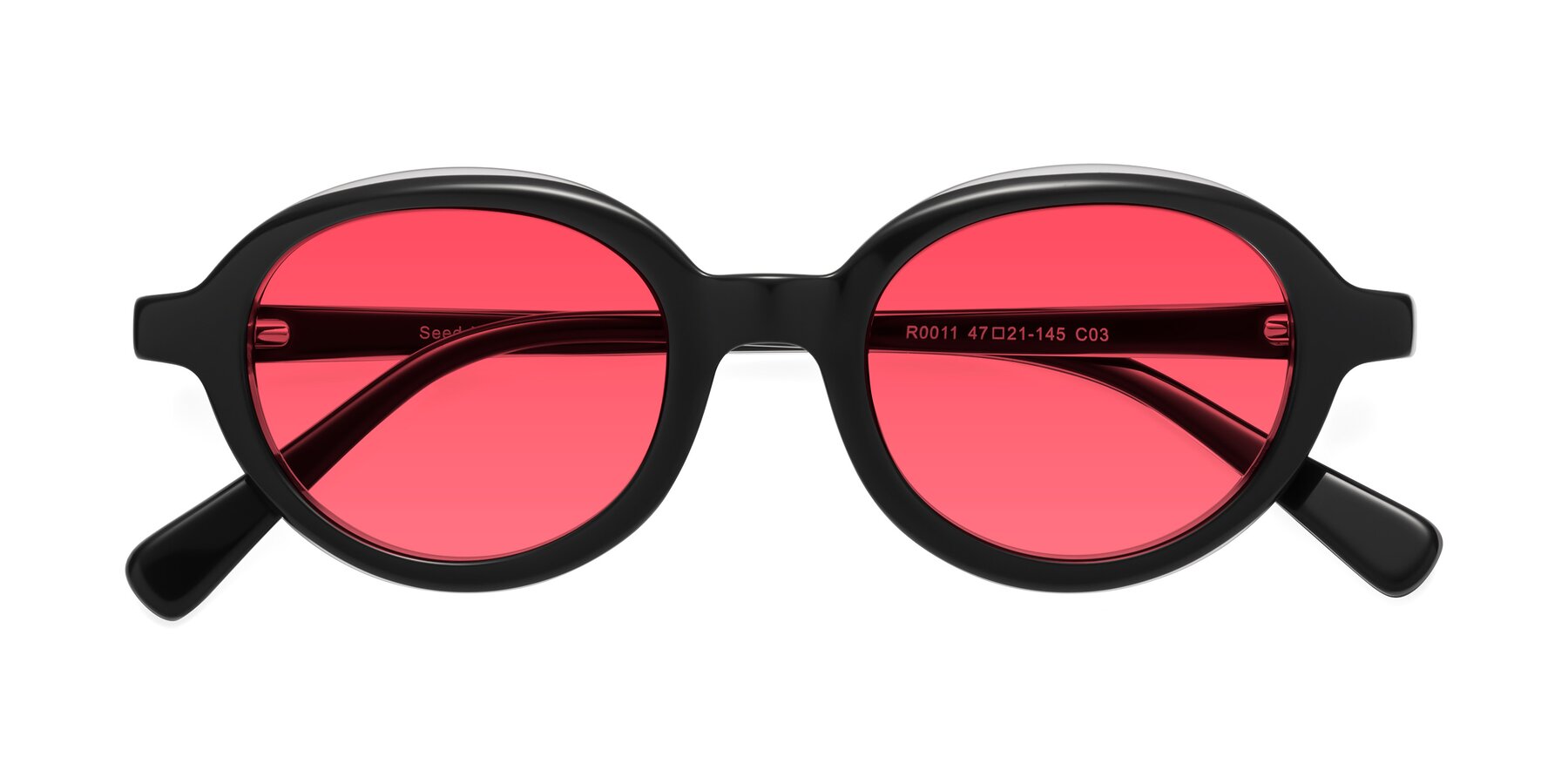 Folded Front of Seed in Black-Clear with Red Tinted Lenses