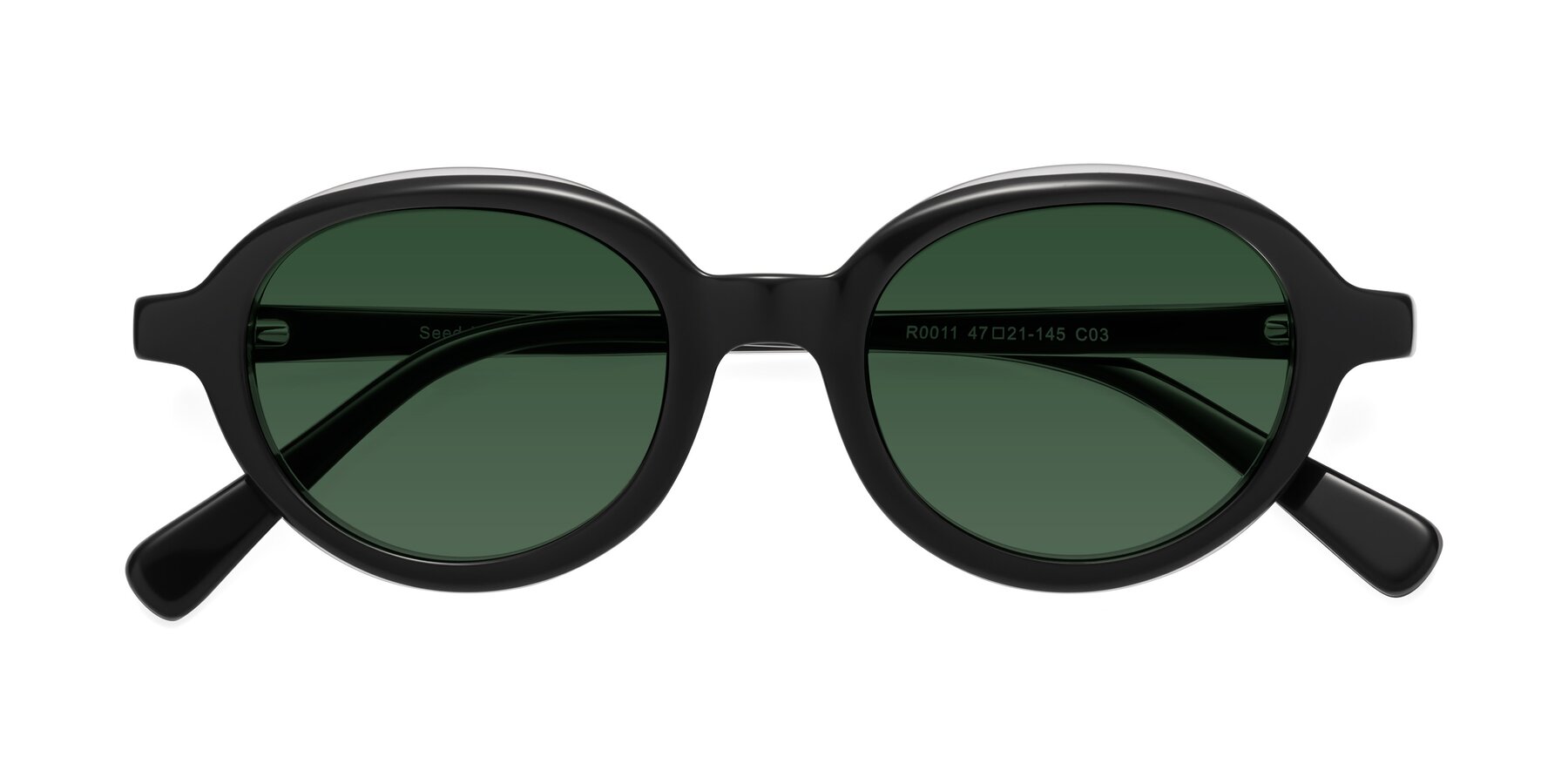 Folded Front of Seed in Black-Clear with Green Tinted Lenses