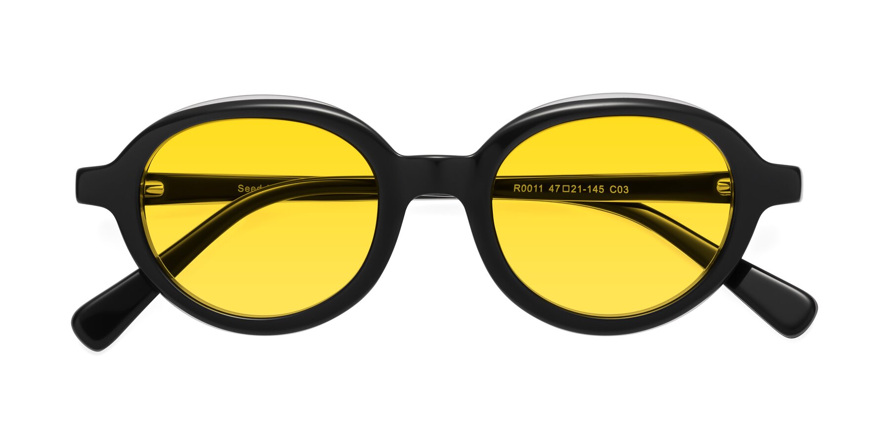 Folded Front of Seed in Black-Clear with Yellow Tinted Lenses