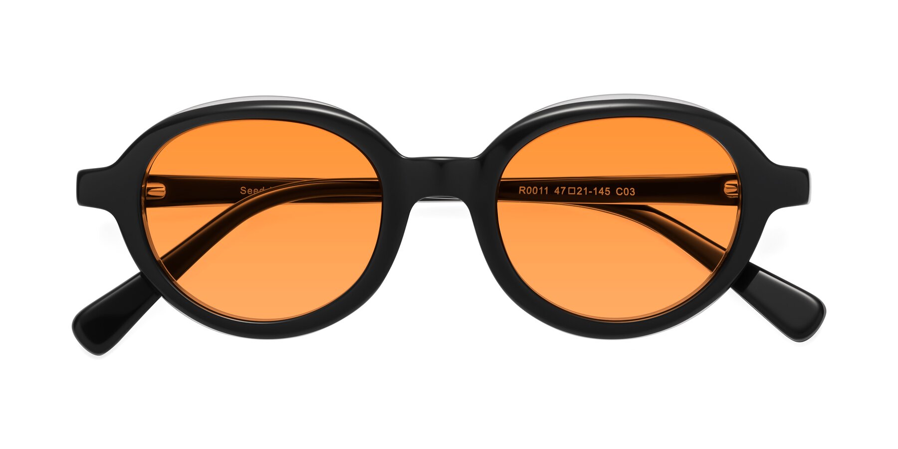 Folded Front of Seed in Black-Clear with Orange Tinted Lenses