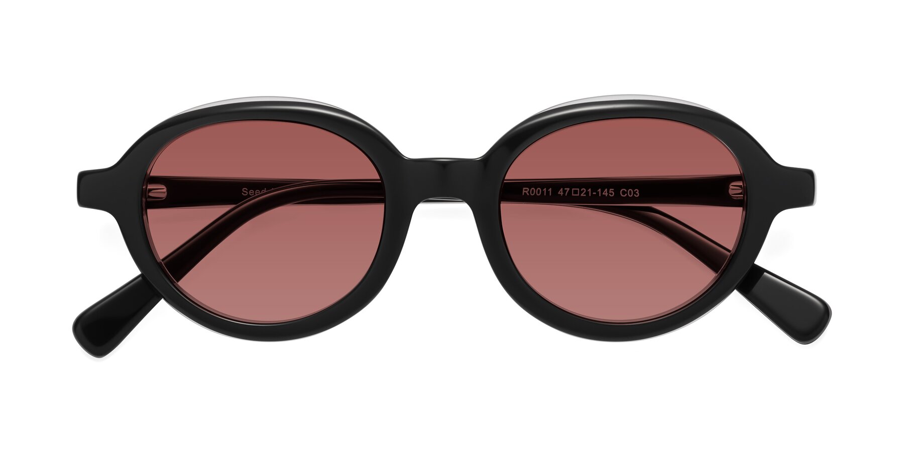 Folded Front of Seed in Black-Clear with Garnet Tinted Lenses