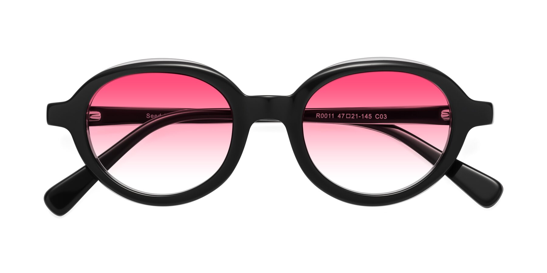 Folded Front of Seed in Black-Clear with Pink Gradient Lenses