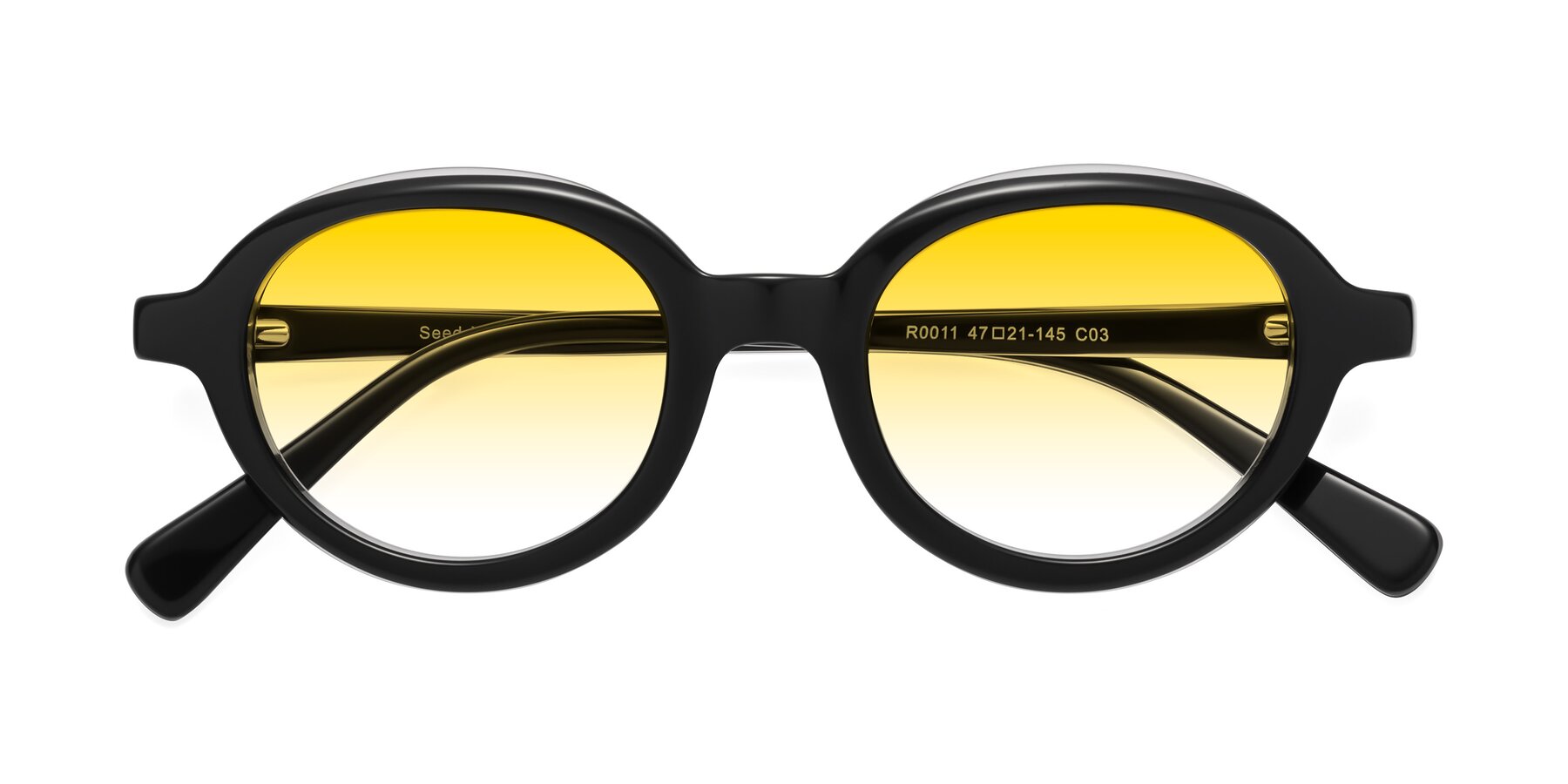 Folded Front of Seed in Black-Clear with Yellow Gradient Lenses