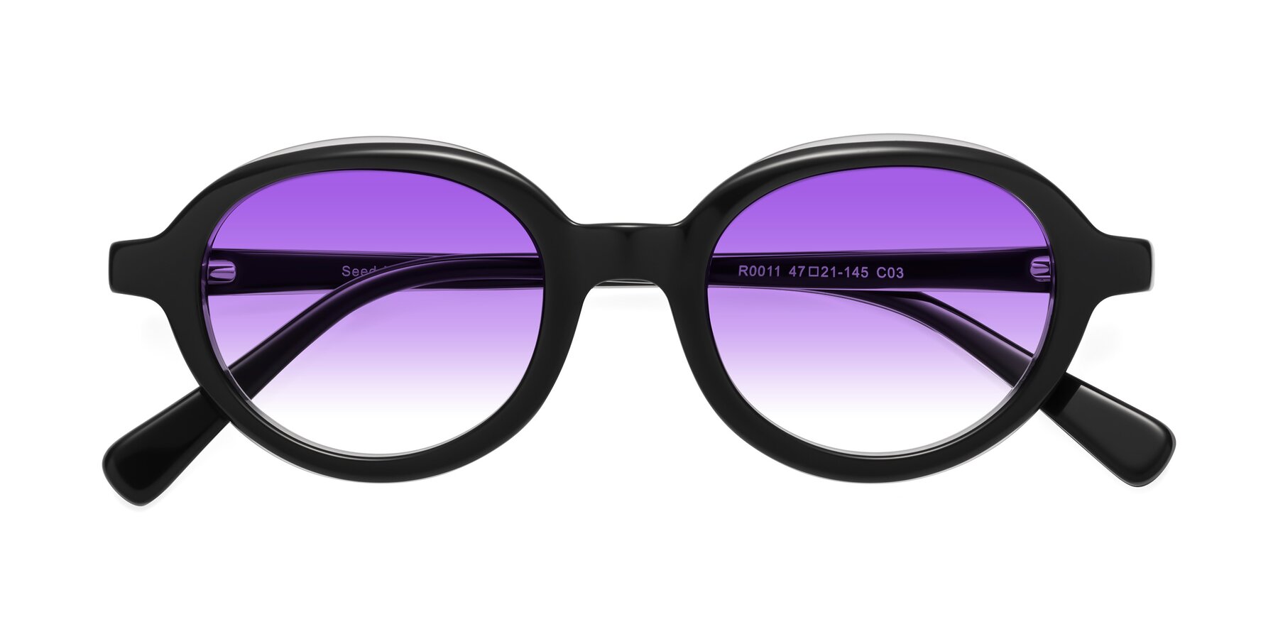 Folded Front of Seed in Black-Clear with Purple Gradient Lenses