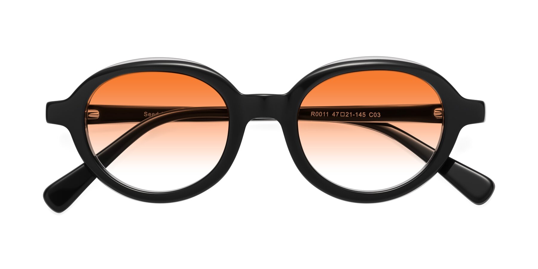 Folded Front of Seed in Black-Clear with Orange Gradient Lenses