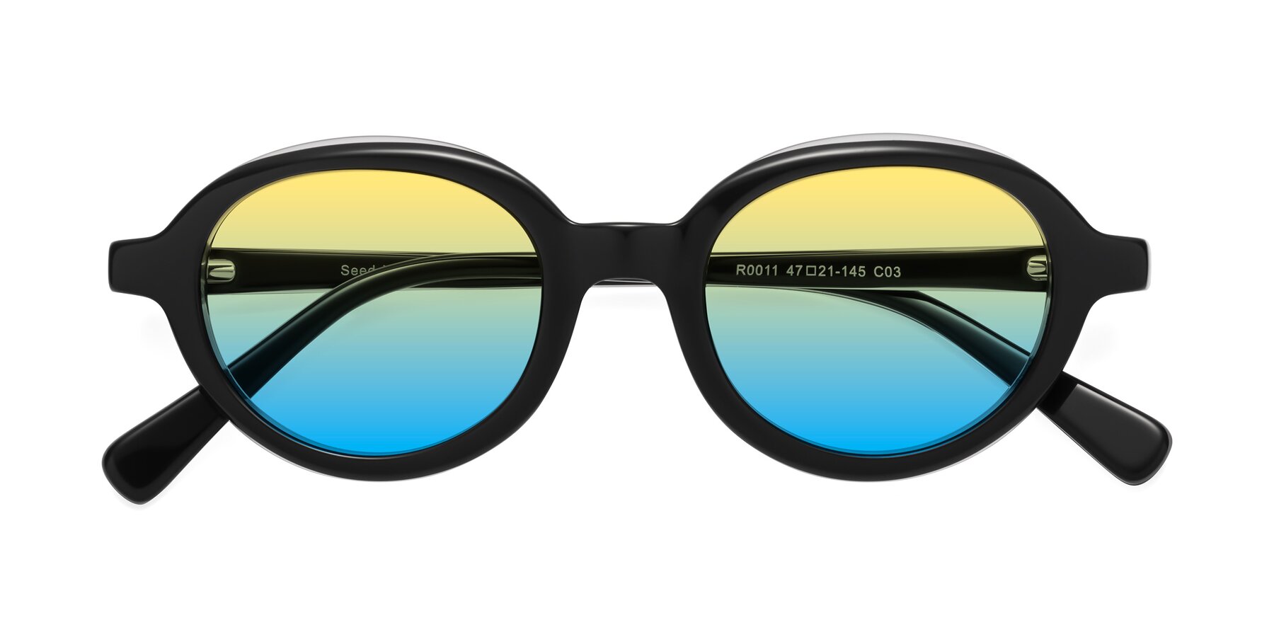 Folded Front of Seed in Black-Clear with Yellow / Blue Gradient Lenses