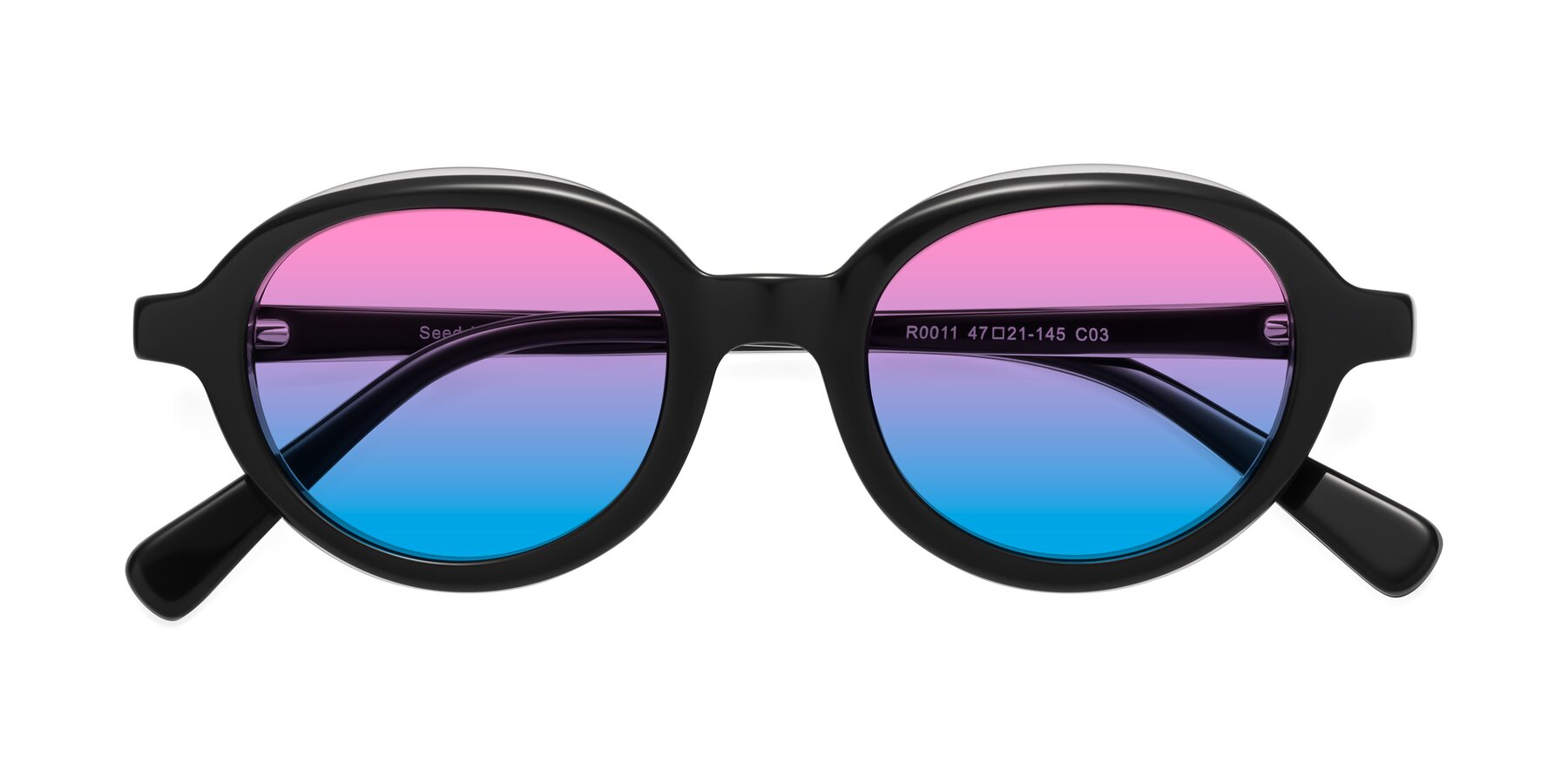 Folded Front of Seed in Black-Clear with Pink / Blue Gradient Lenses