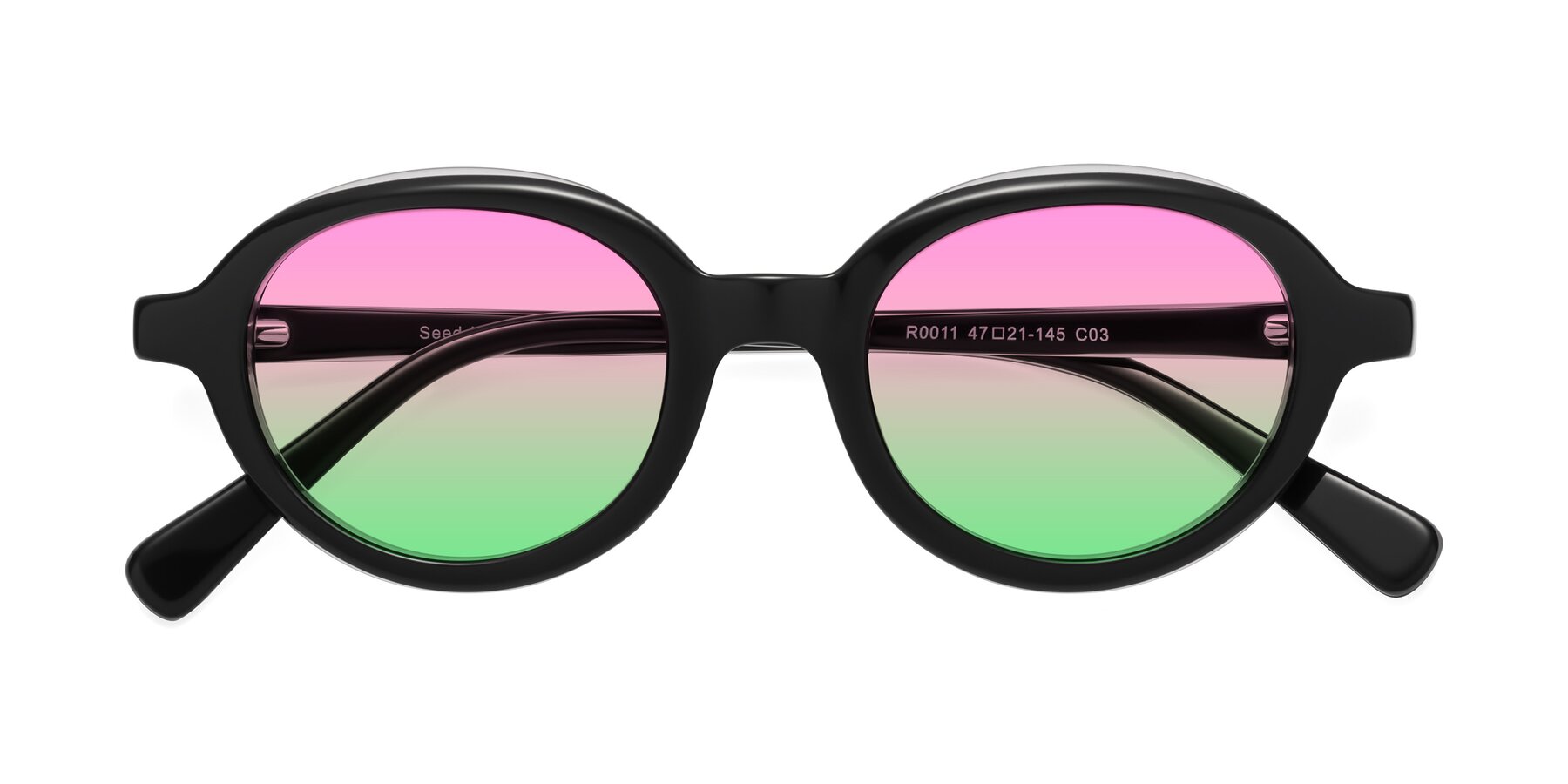 Folded Front of Seed in Black-Clear with Pink / Green Gradient Lenses