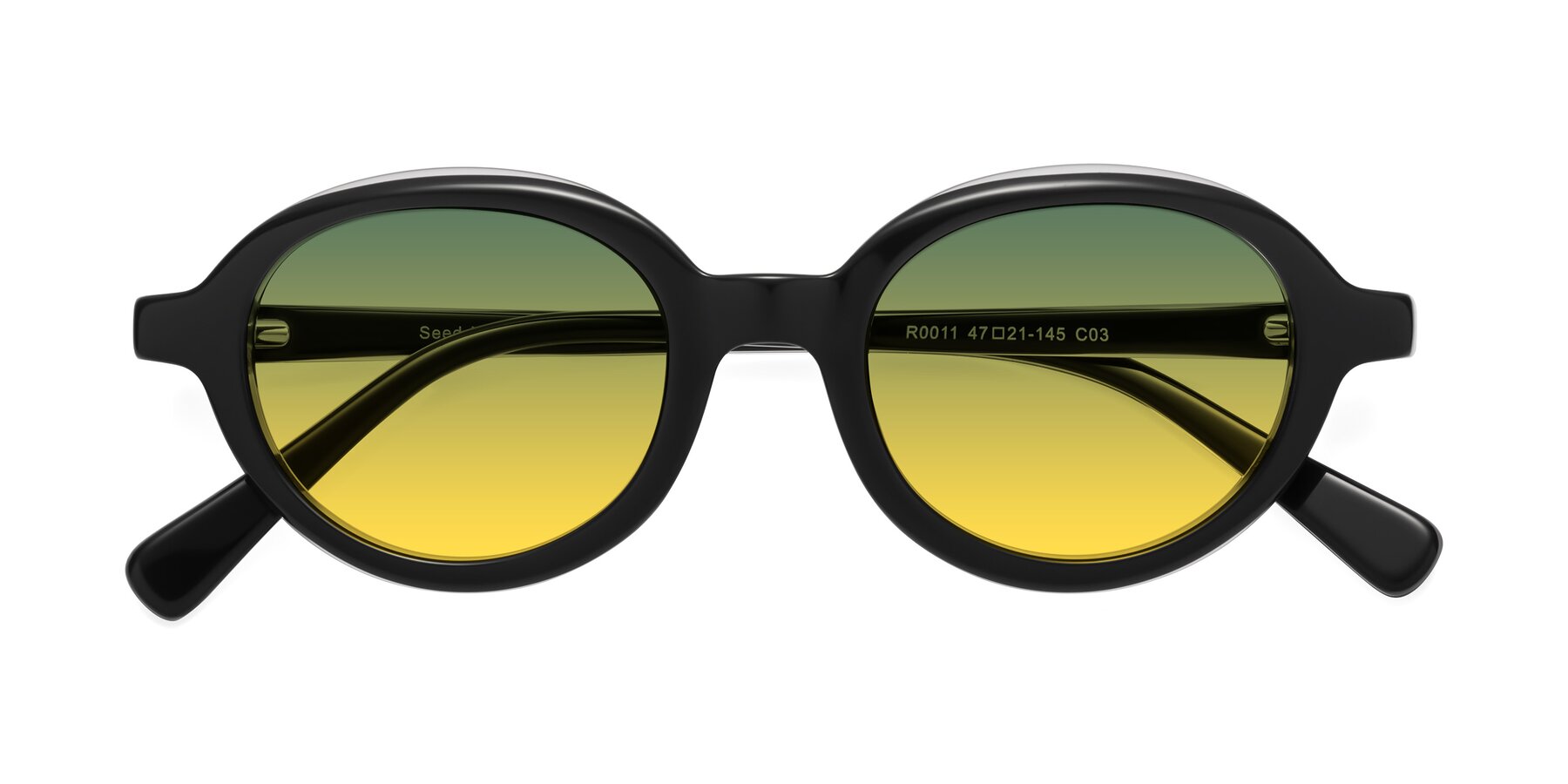 Folded Front of Seed in Black-Clear with Green / Yellow Gradient Lenses