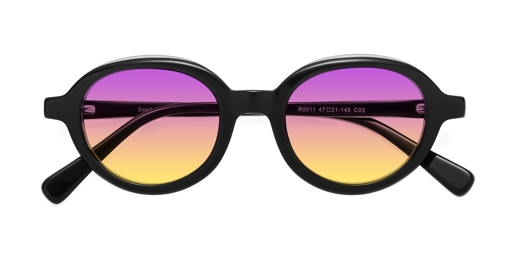 Folded Front of Seed in Black-Clear with Purple / Yellow Gradient Lenses