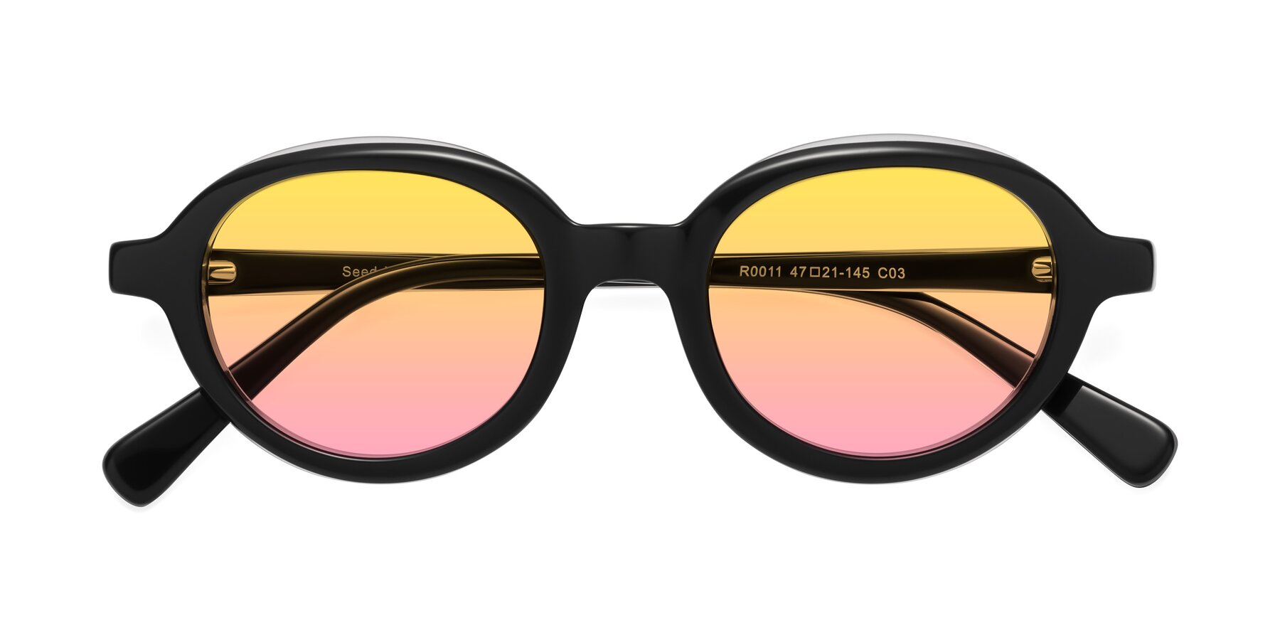 Folded Front of Seed in Black-Clear with Yellow / Pink Gradient Lenses