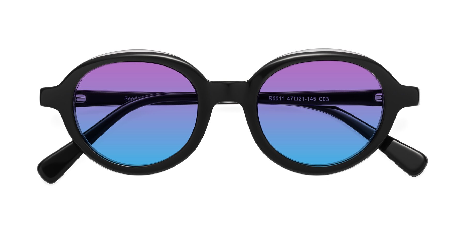 Folded Front of Seed in Black-Clear with Purple / Blue Gradient Lenses