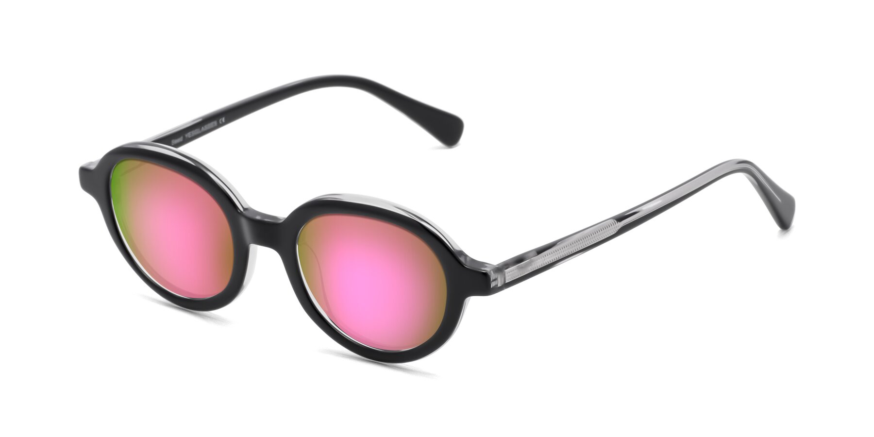 Angle of Seed in Black-Clear with Pink Mirrored Lenses