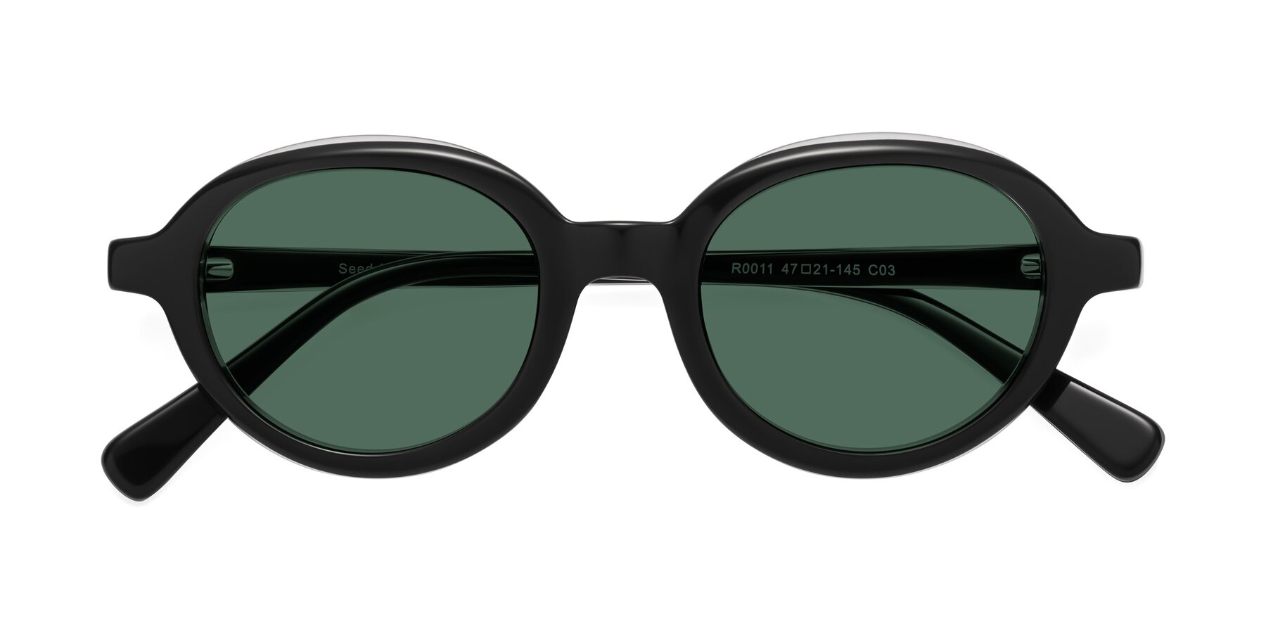 Folded Front of Seed in Black-Clear with Green Polarized Lenses