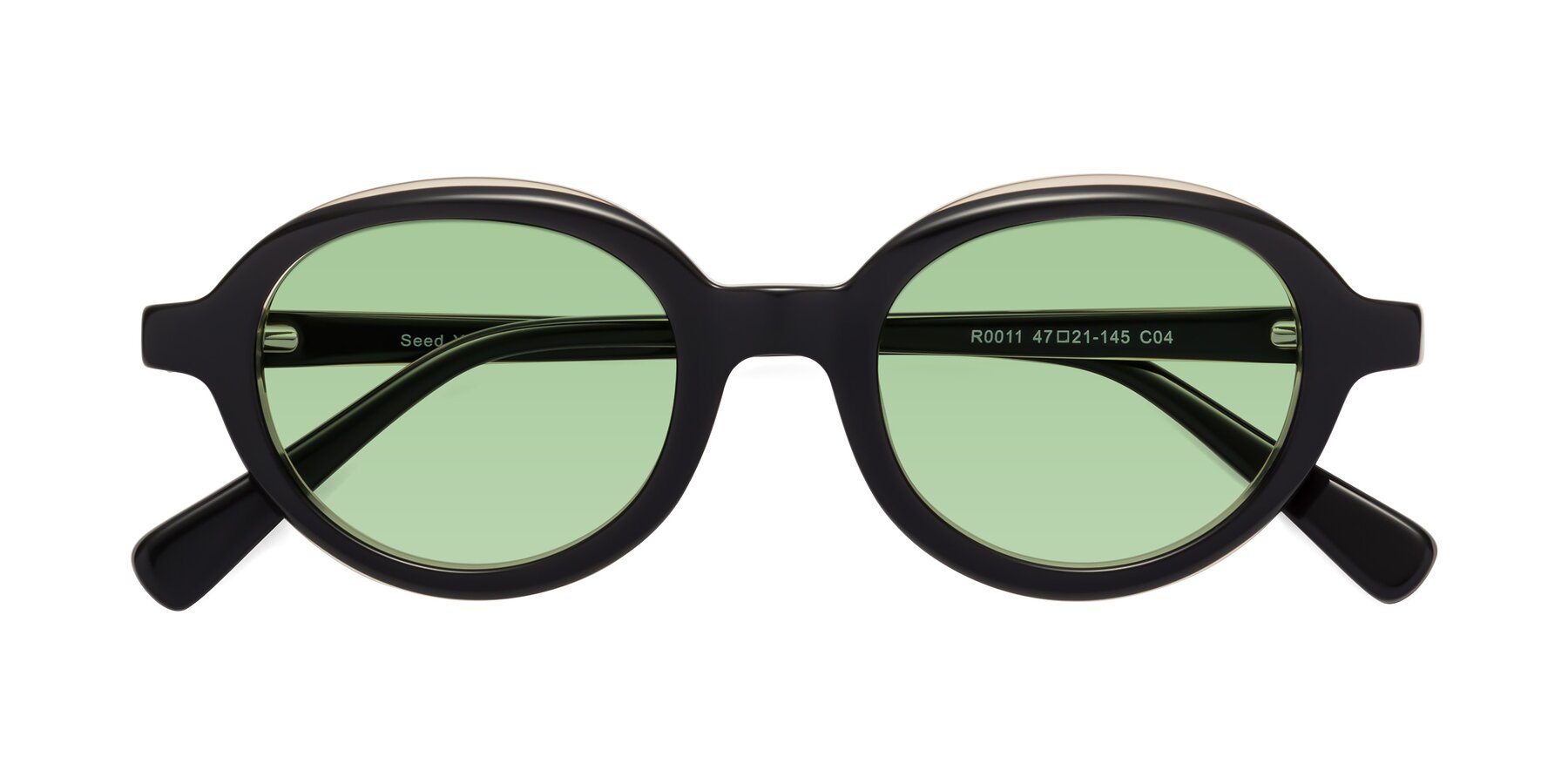 Folded Front of Seed in Black-Light Brown with Medium Green Tinted Lenses