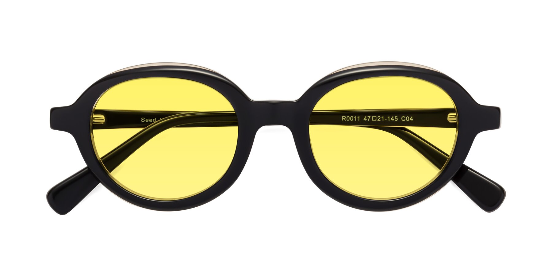 Folded Front of Seed in Black-Light Brown with Medium Yellow Tinted Lenses