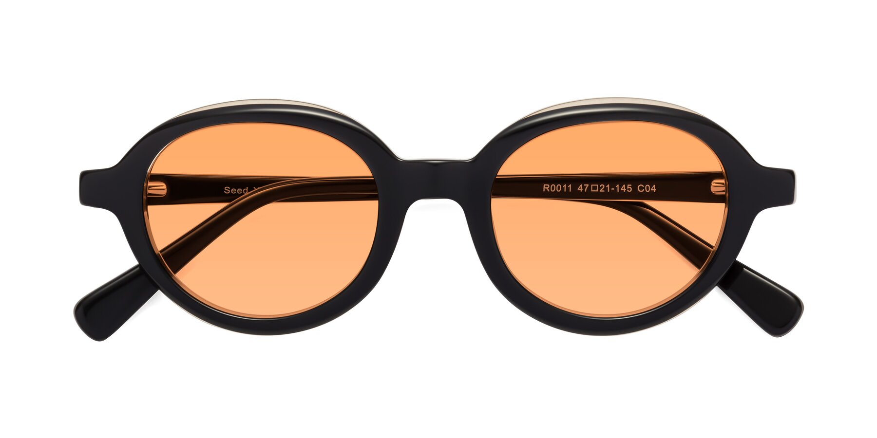 Folded Front of Seed in Black-Light Brown with Medium Orange Tinted Lenses