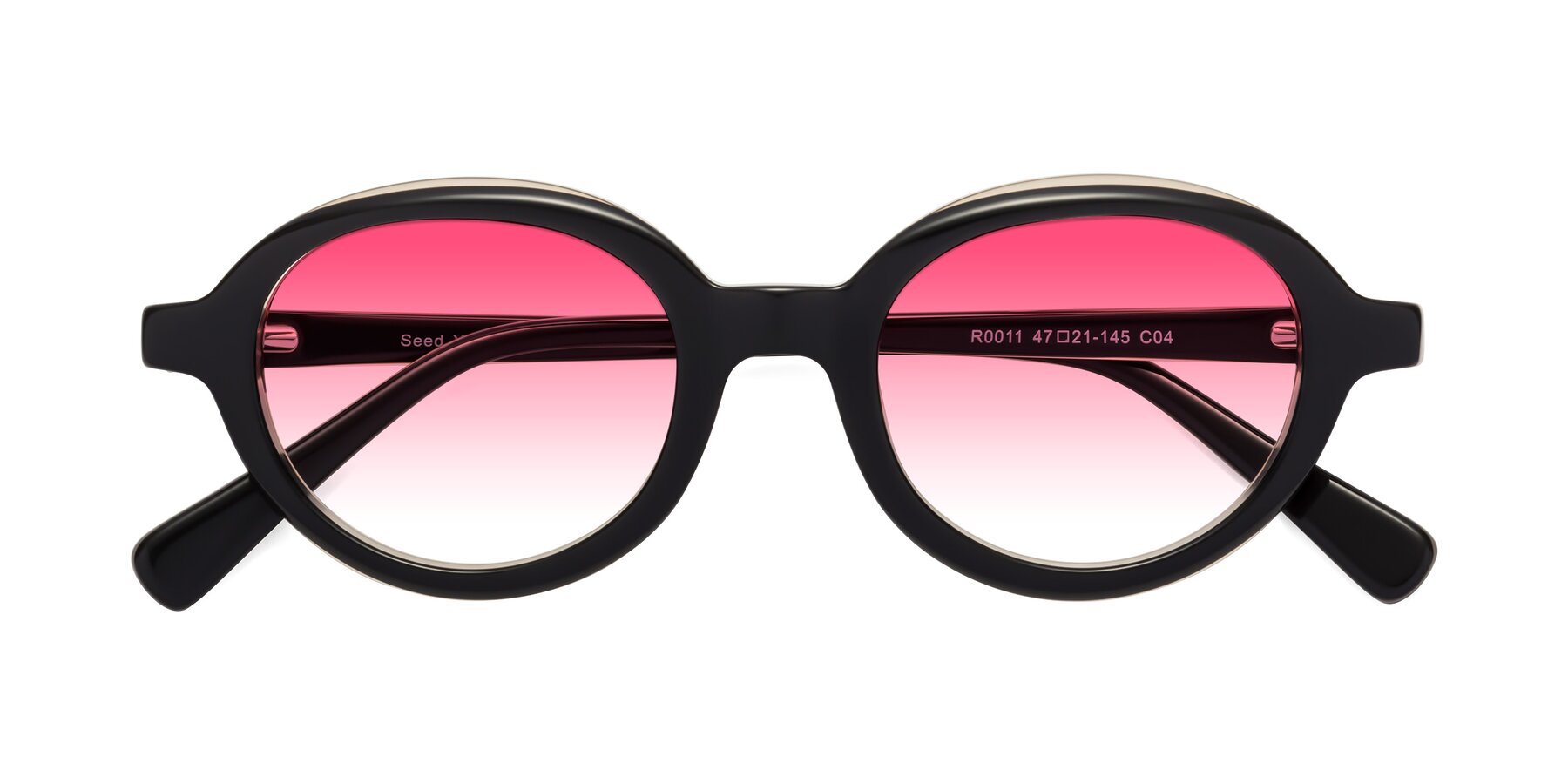 Folded Front of Seed in Black-Light Brown with Pink Gradient Lenses