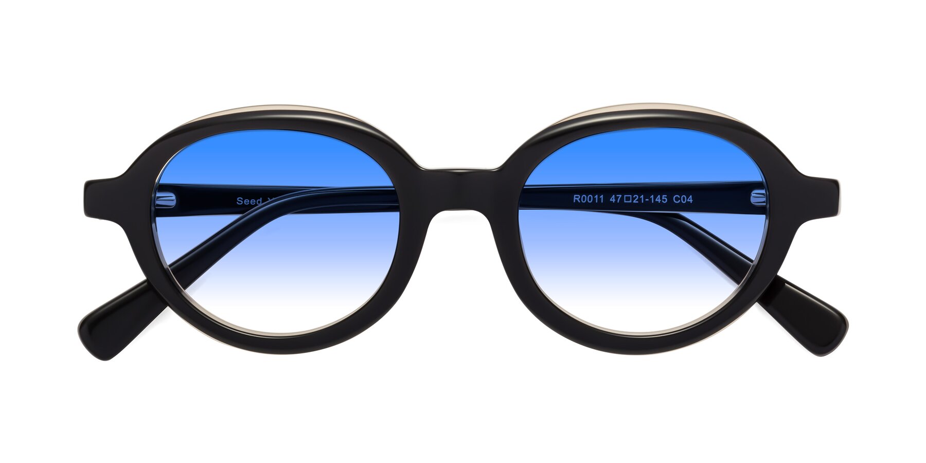 Folded Front of Seed in Black-Light Brown with Blue Gradient Lenses