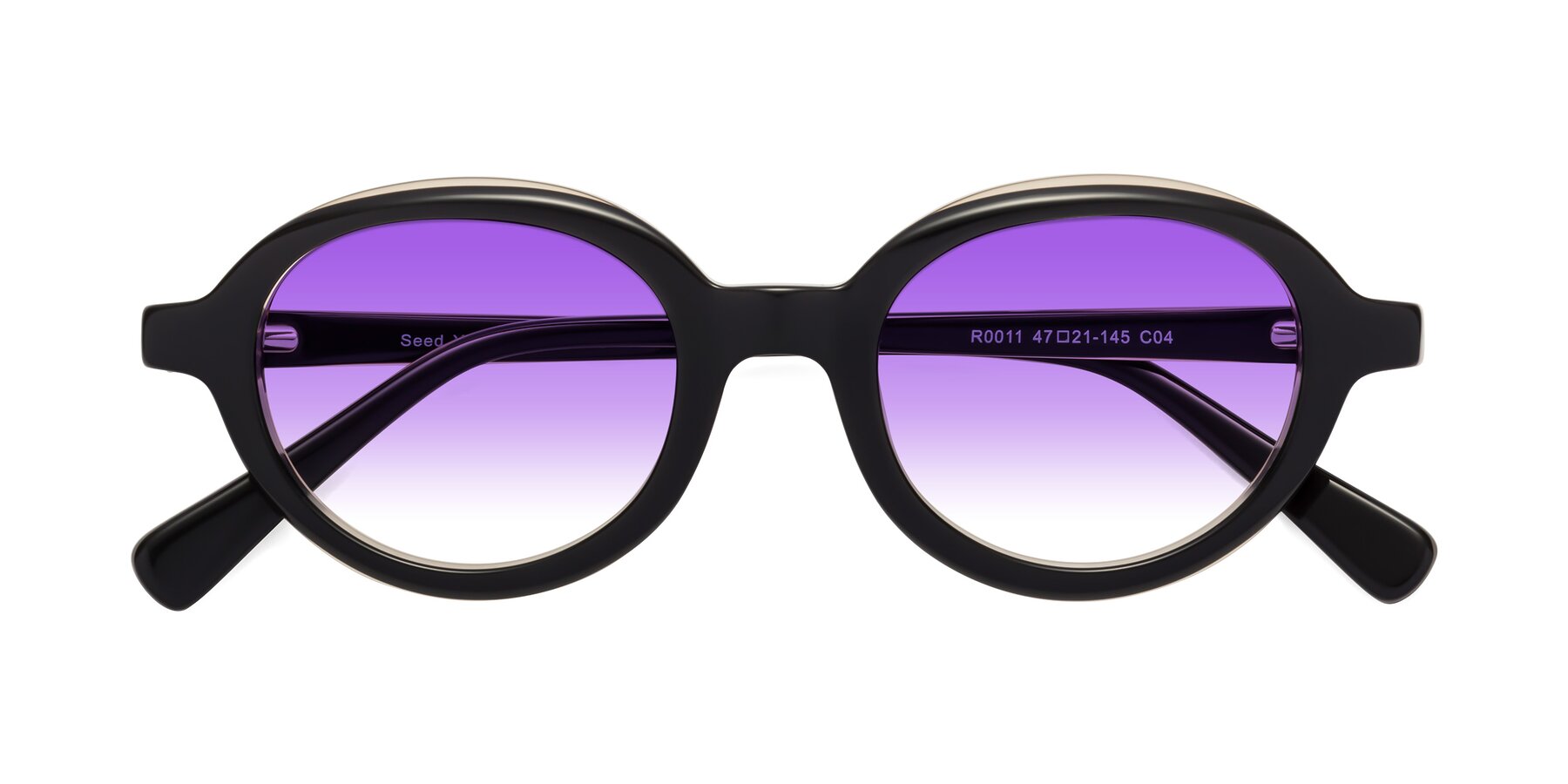 Folded Front of Seed in Black-Light Brown with Purple Gradient Lenses