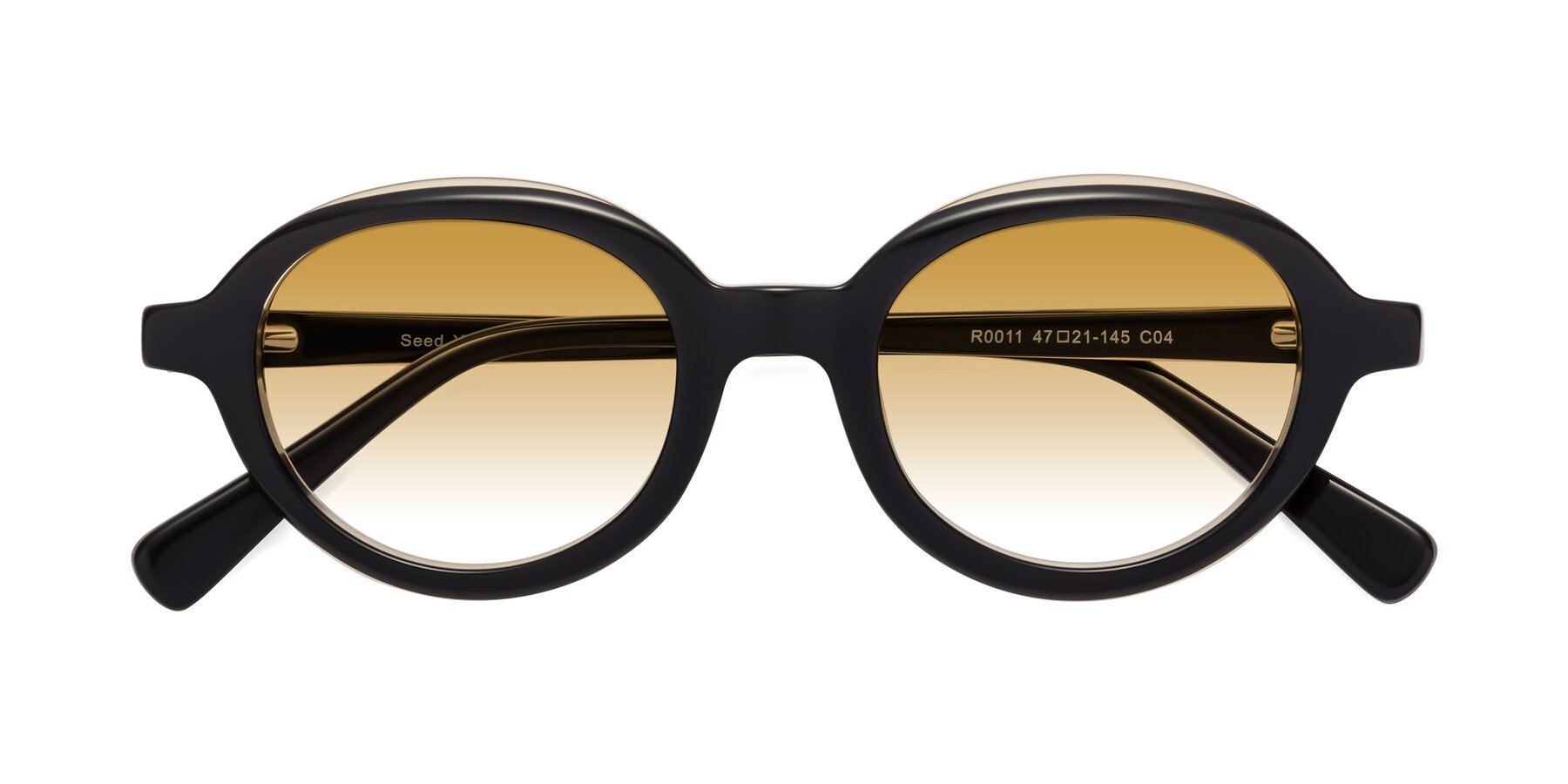 Folded Front of Seed in Black-Light Brown with Champagne Gradient Lenses