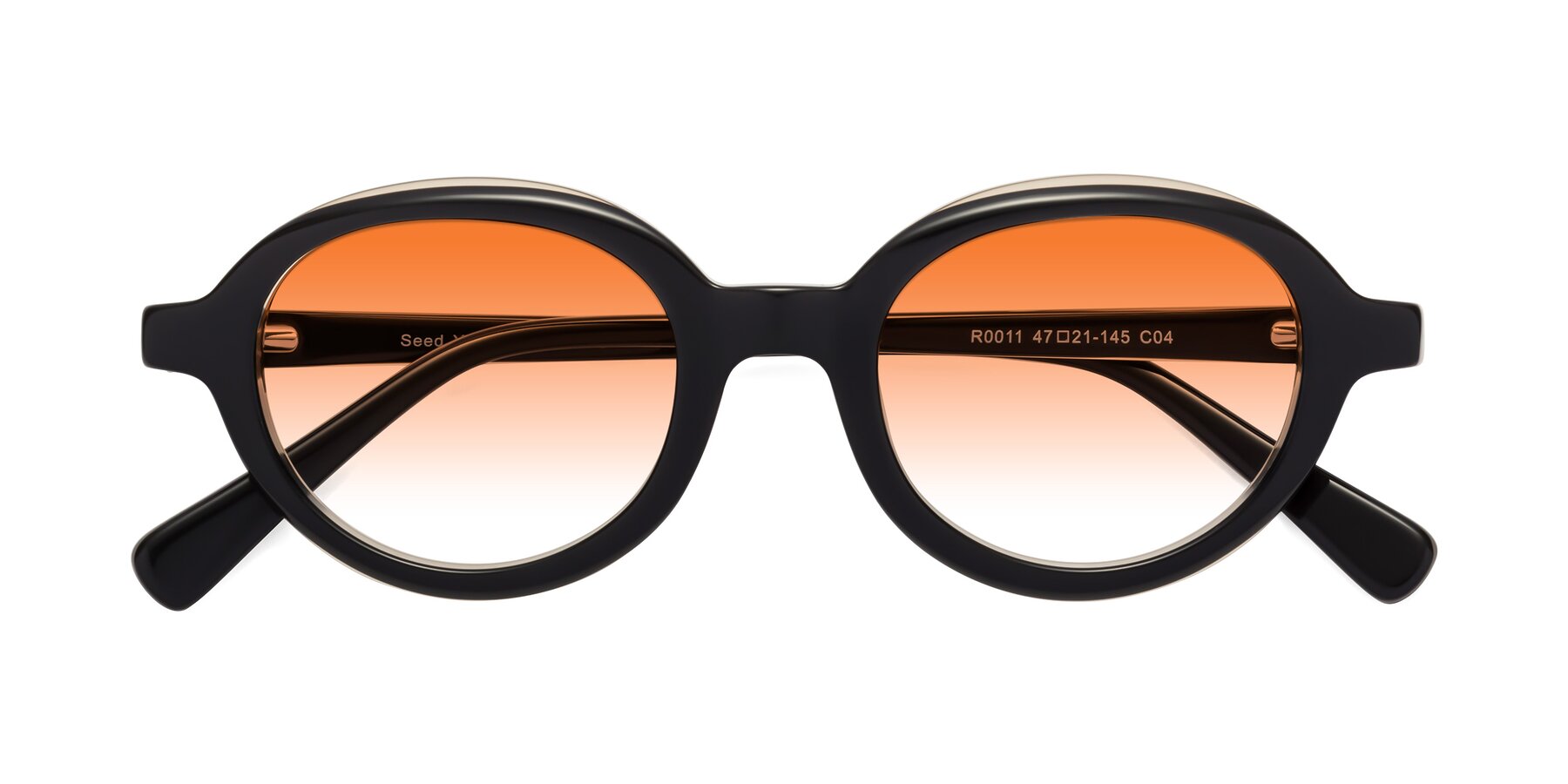 Folded Front of Seed in Black-Light Brown with Orange Gradient Lenses