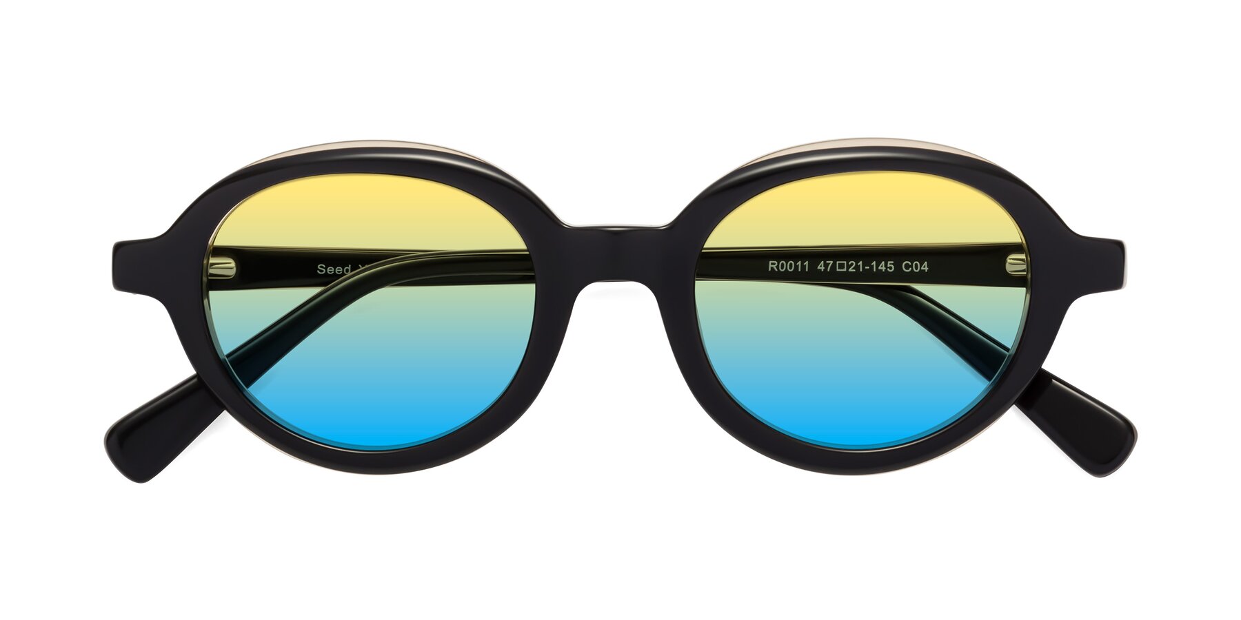 Folded Front of Seed in Black-Light Brown with Yellow / Blue Gradient Lenses