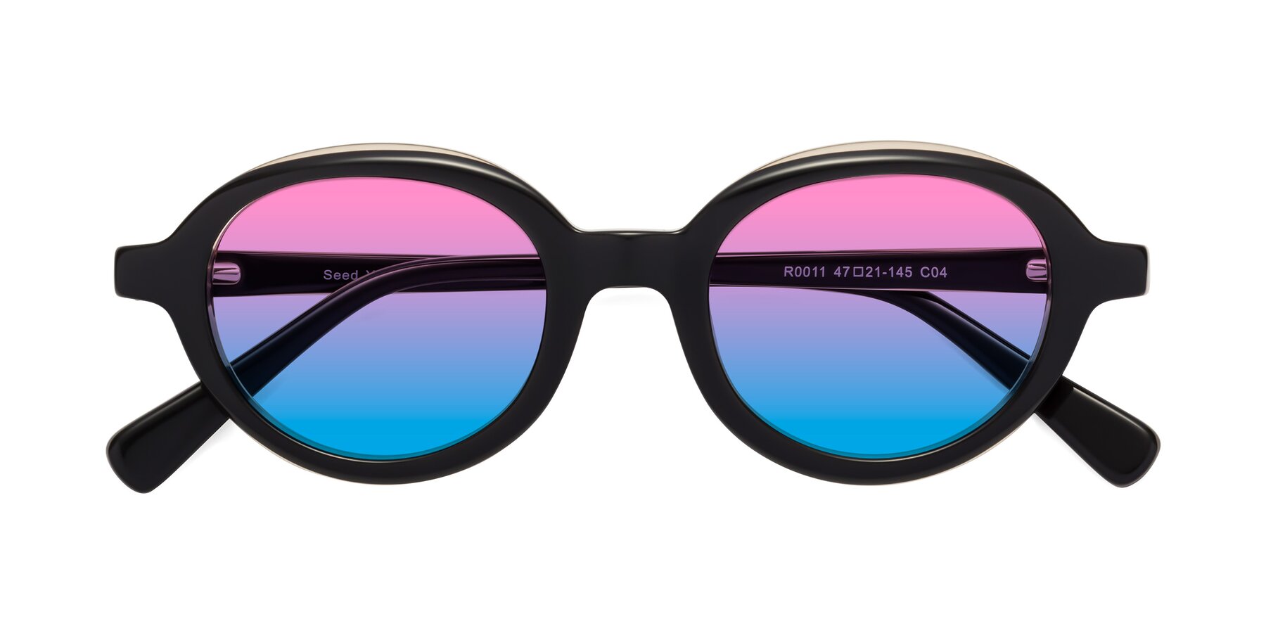 Folded Front of Seed in Black-Light Brown with Pink / Blue Gradient Lenses